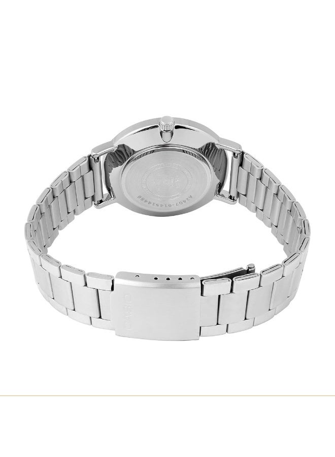 كاسيو Casio Enticer Analog Men’s Watch MTP‑VT03D‑7BDF, 46mm White Dial, Silver Stainless Steel Case & Band, Water‑Resistant - Image 4